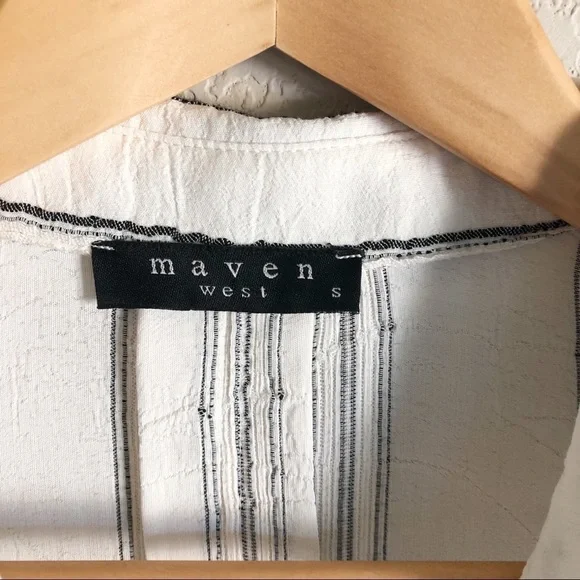 Anthro Maven West Striped Gauzy Wide Flare Sleeve Blouse - Picture 3 of 10